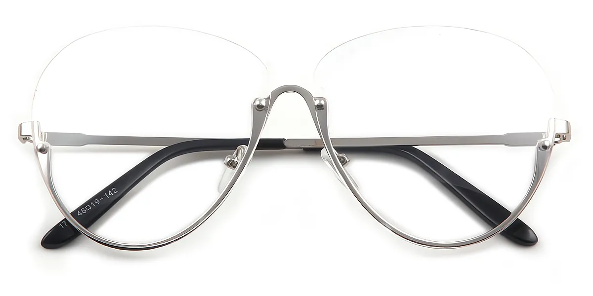 Silver Oval Modish Metal Eyeglasses