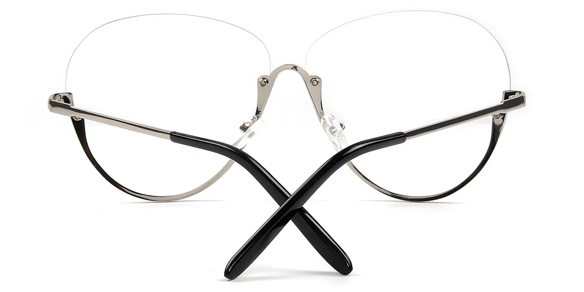 Silver Oval Modish Metal Eyeglasses