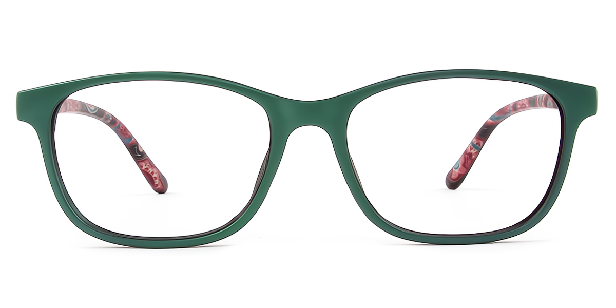 Green Rectangle Classic Plastic Eyeglasses