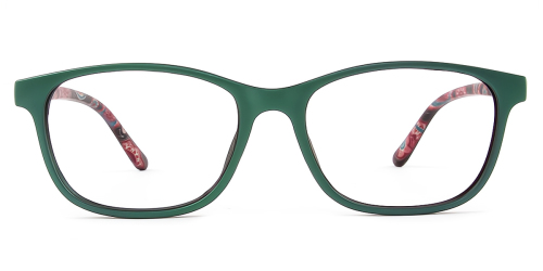 Green Rectangle Classic Full-rim Plastic Medium Glasses
