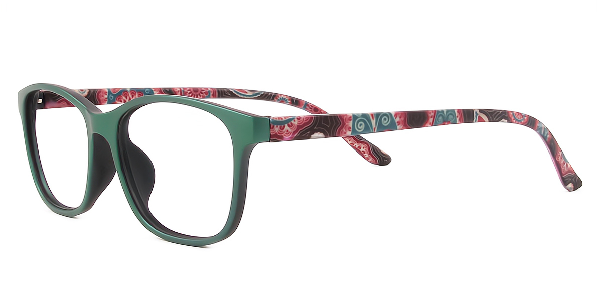 Green Rectangle Classic Plastic Eyeglasses