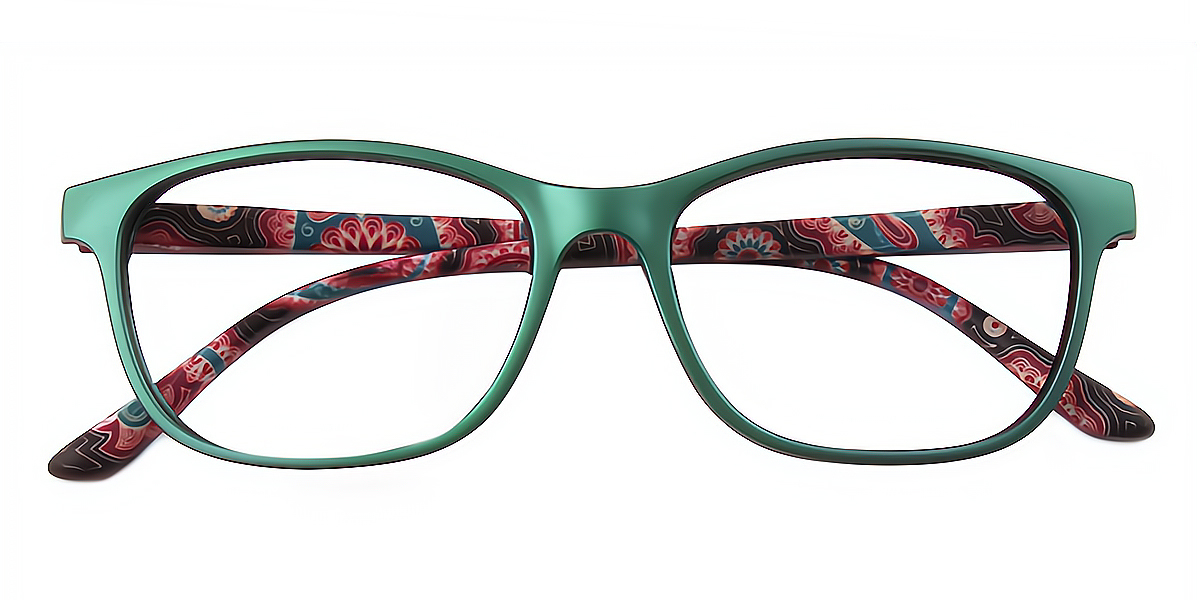 Green Rectangle Classic Plastic Eyeglasses