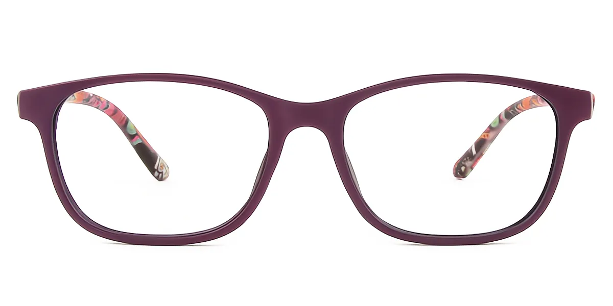 Purple Rectangle Classic Plastic Eyeglasses