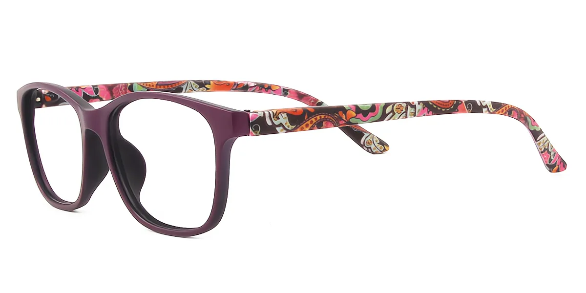 Purple Rectangle Classic Plastic Eyeglasses