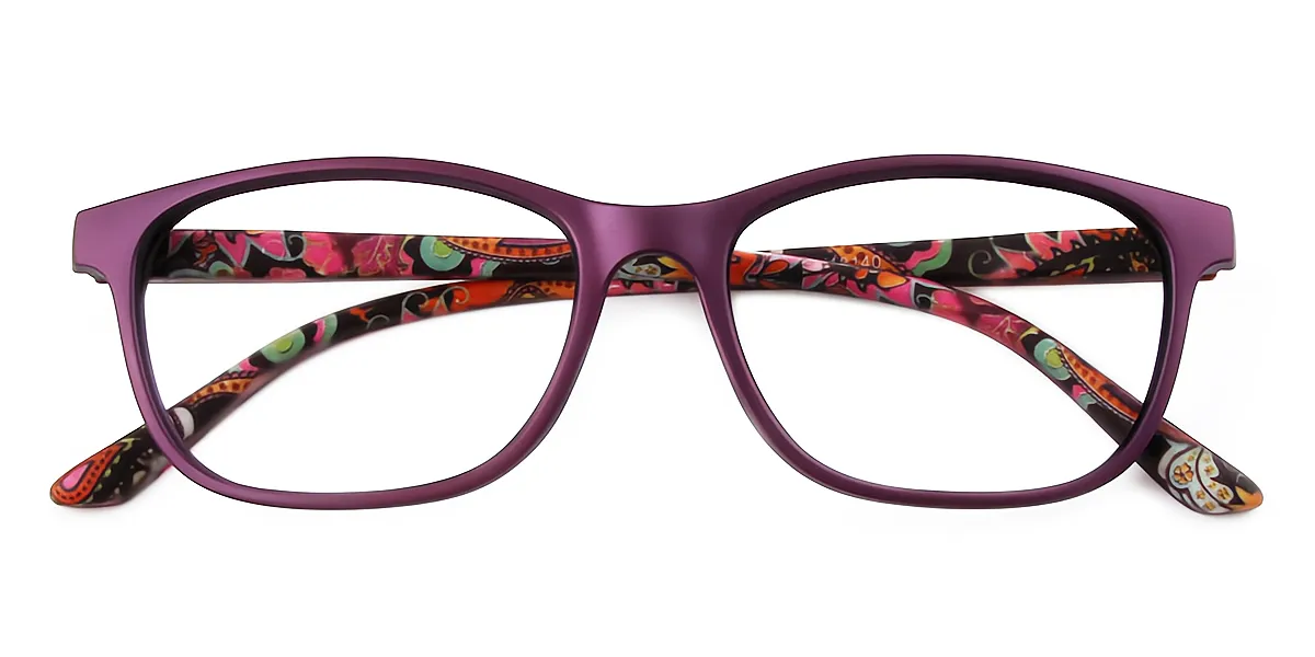 Purple Rectangle Classic Plastic Eyeglasses