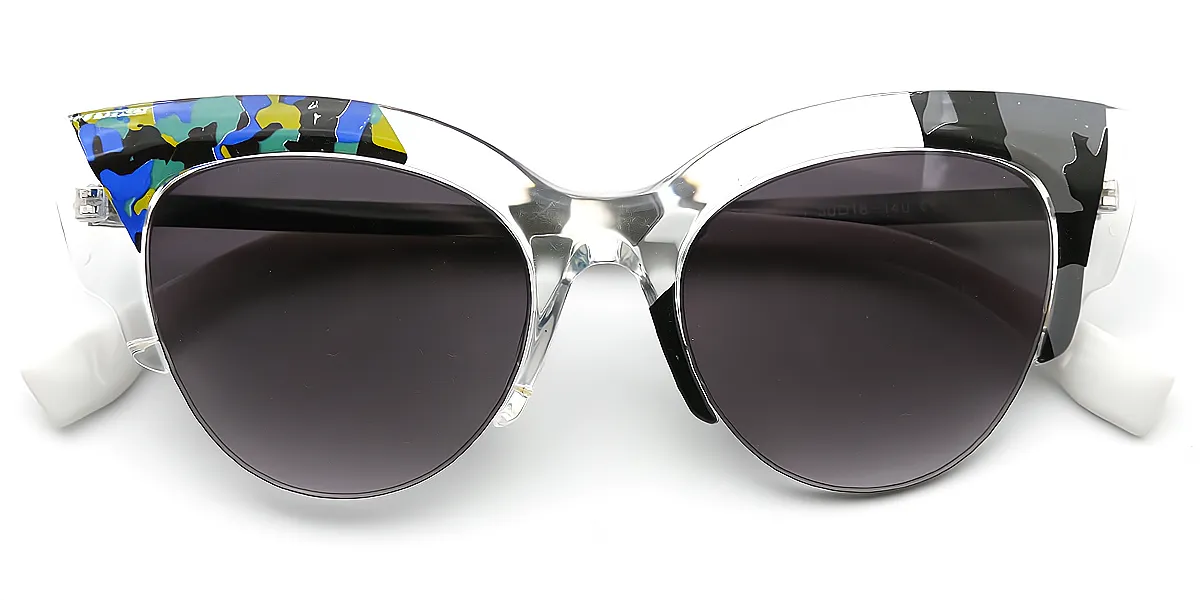 Floral Cat Eye Unique Mixed Materials Eyeglasses