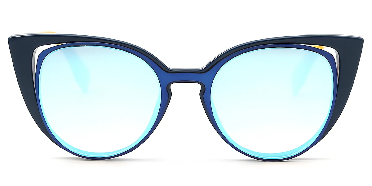 Blue Cat Eye Unique Mixed Materials Eyeglasses