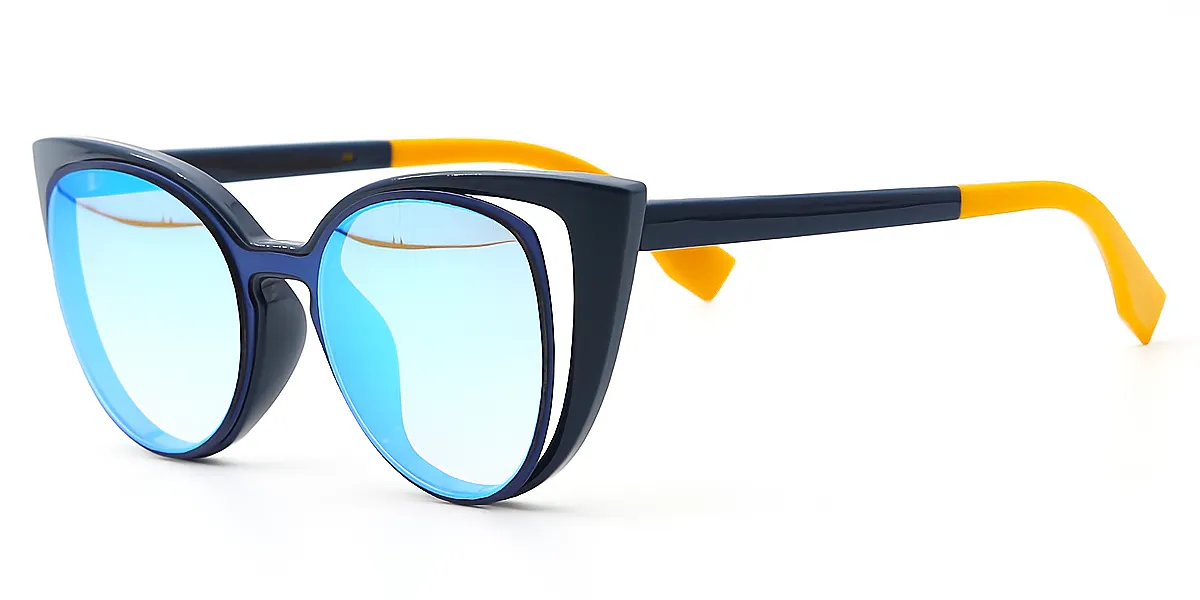 Blue Cat Eye Unique Mixed Materials Eyeglasses