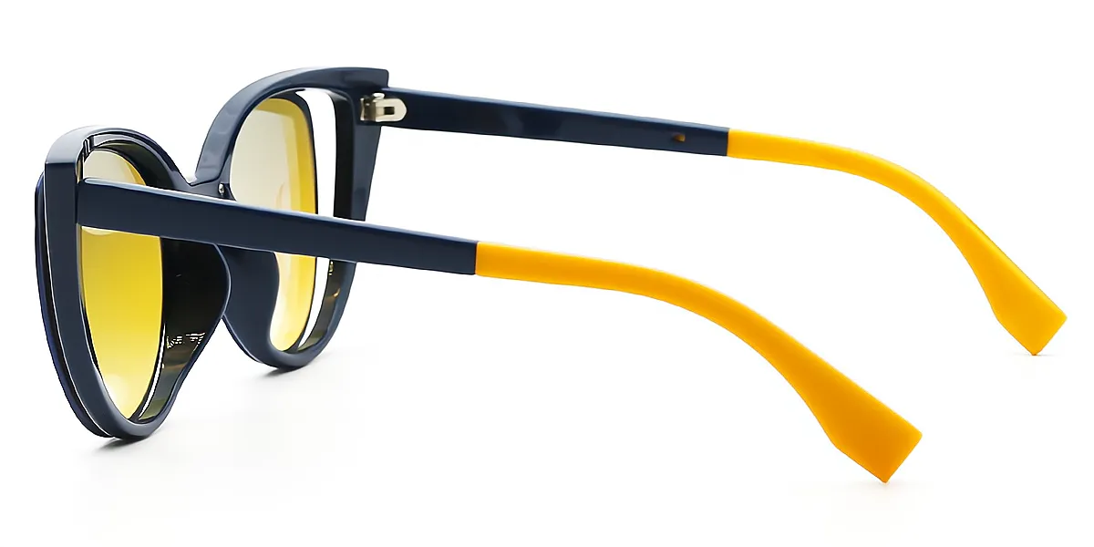 Blue Cat Eye Unique Mixed Materials Eyeglasses