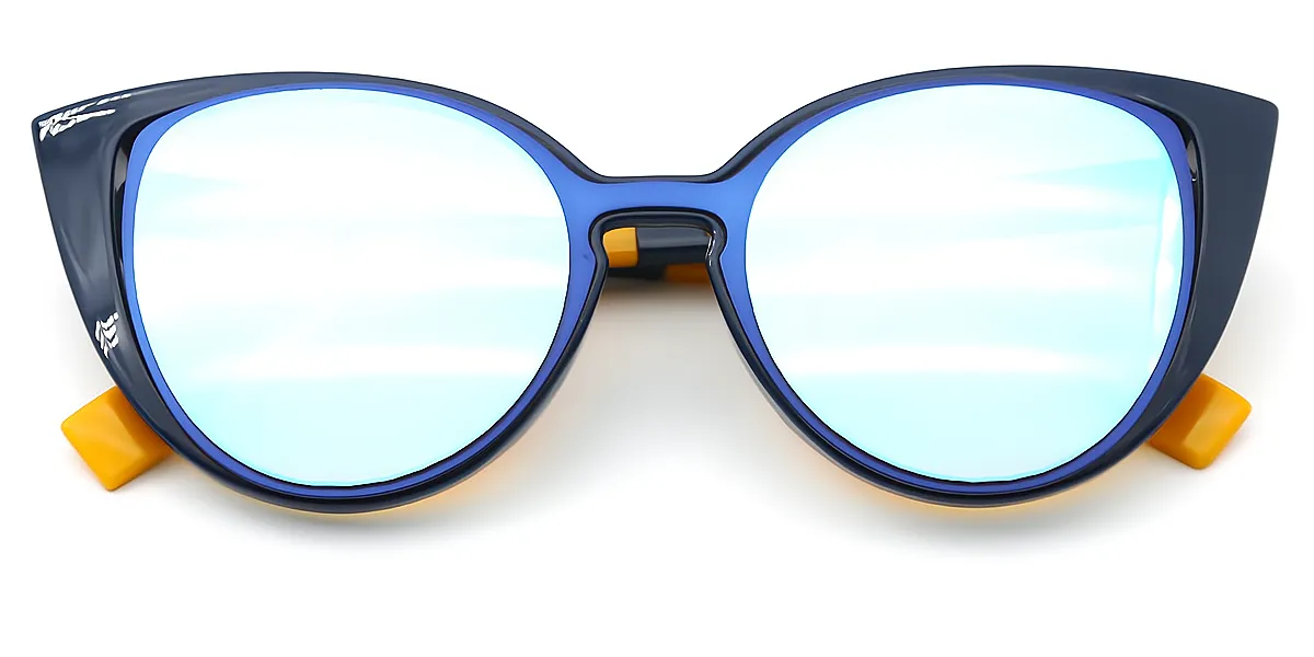 Blue Cat Eye Unique Mixed Materials Eyeglasses