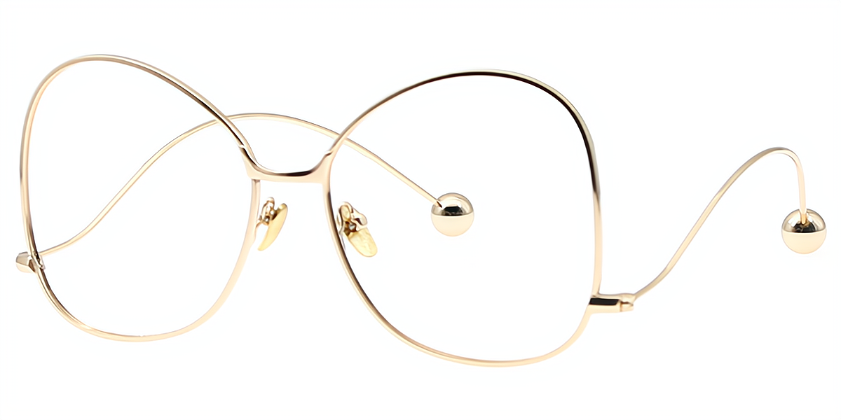 Golden Geometric Modish Metal Eyeglasses