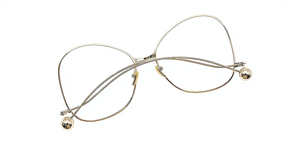 Golden Geometric Modish Metal Eyeglasses