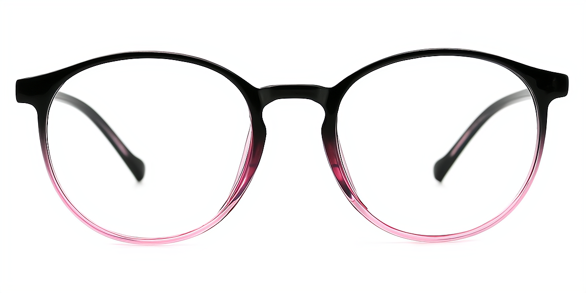 Black-PInk Round Classic Lightweight TR90 Eyeglasses