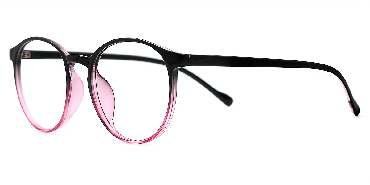 Black-PInk Round Classic Lightweight TR90 Eyeglasses
