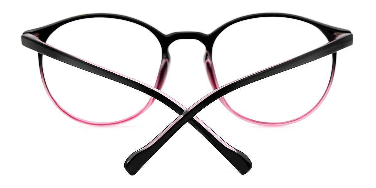 Black-PInk Round Classic Lightweight TR90 Eyeglasses