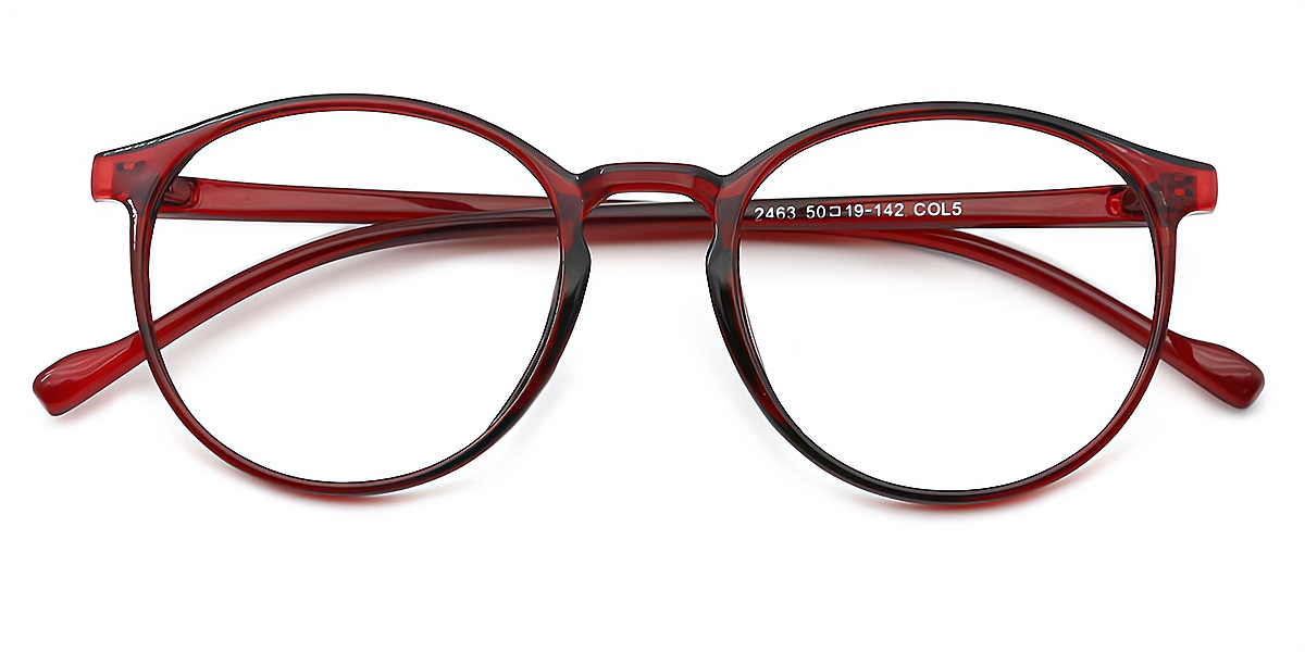 Red Round Classic Lightweight TR90 Eyeglasses