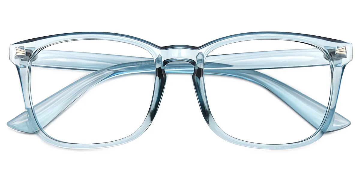 Blue Rectangle Simple Plastic Eyeglasses