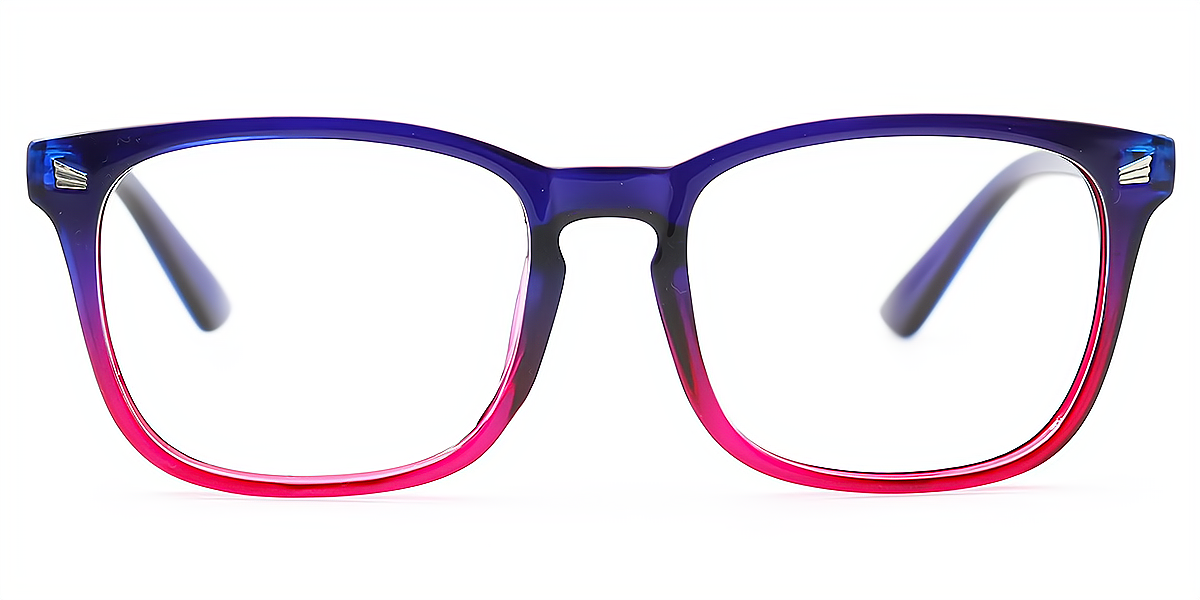Jeanne #8082K-1 Blue-Purple Rectangle Modish Plastic Eyeglasses