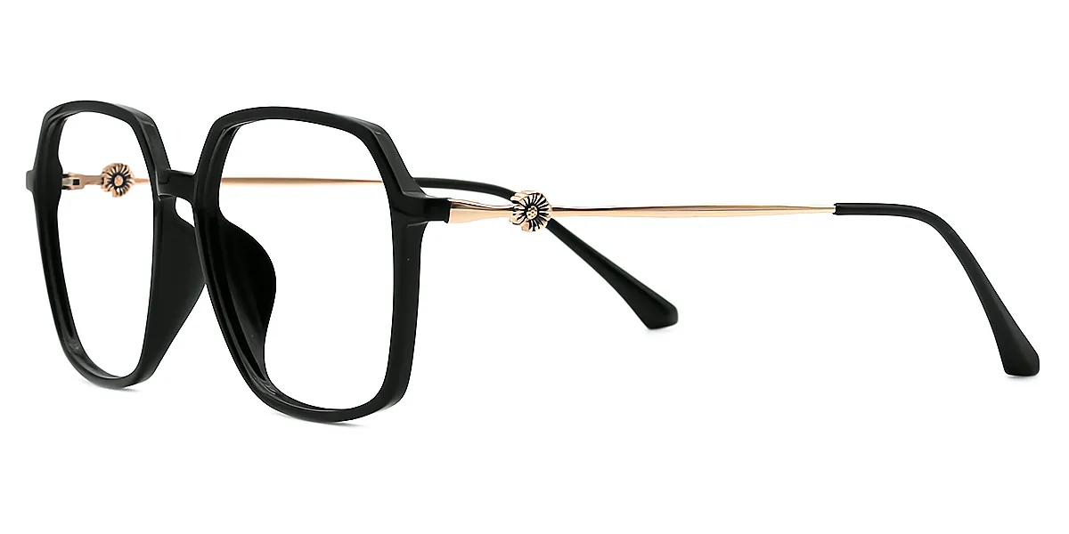 Black Geometric Simple Thin TR90 Eyeglasses