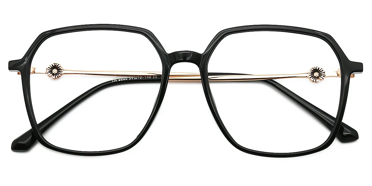 Black Geometric Simple Thin TR90 Eyeglasses