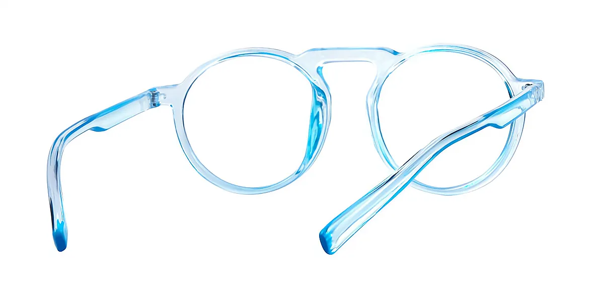 Blue Round Modish Plastic Eyeglasses