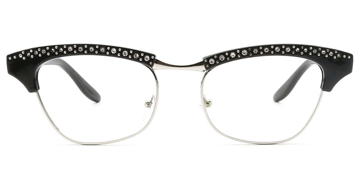 Black Silver Cat Eye Unique TR90 Eyeglasses