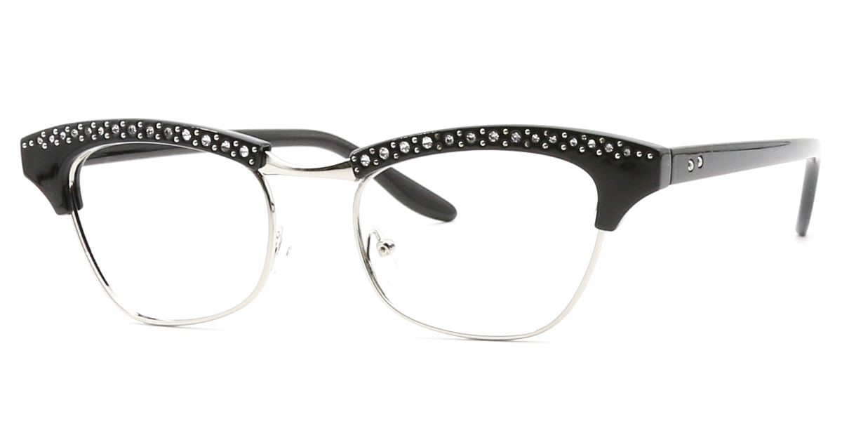 Black Silver Cat Eye Unique TR90 Eyeglasses