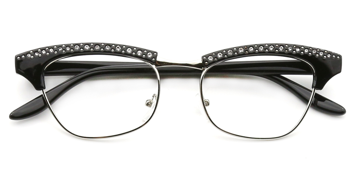 Black Silver Cat Eye Unique TR90 Eyeglasses