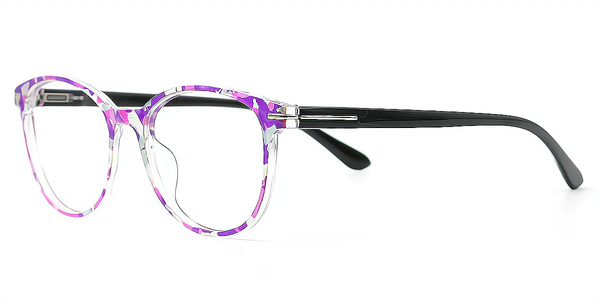Purple Floral Oval Classic TR90 Eyeglasses