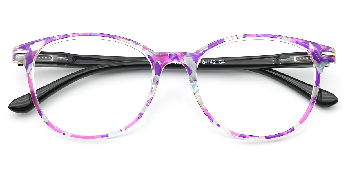 Purple Floral Oval Classic TR90 Eyeglasses