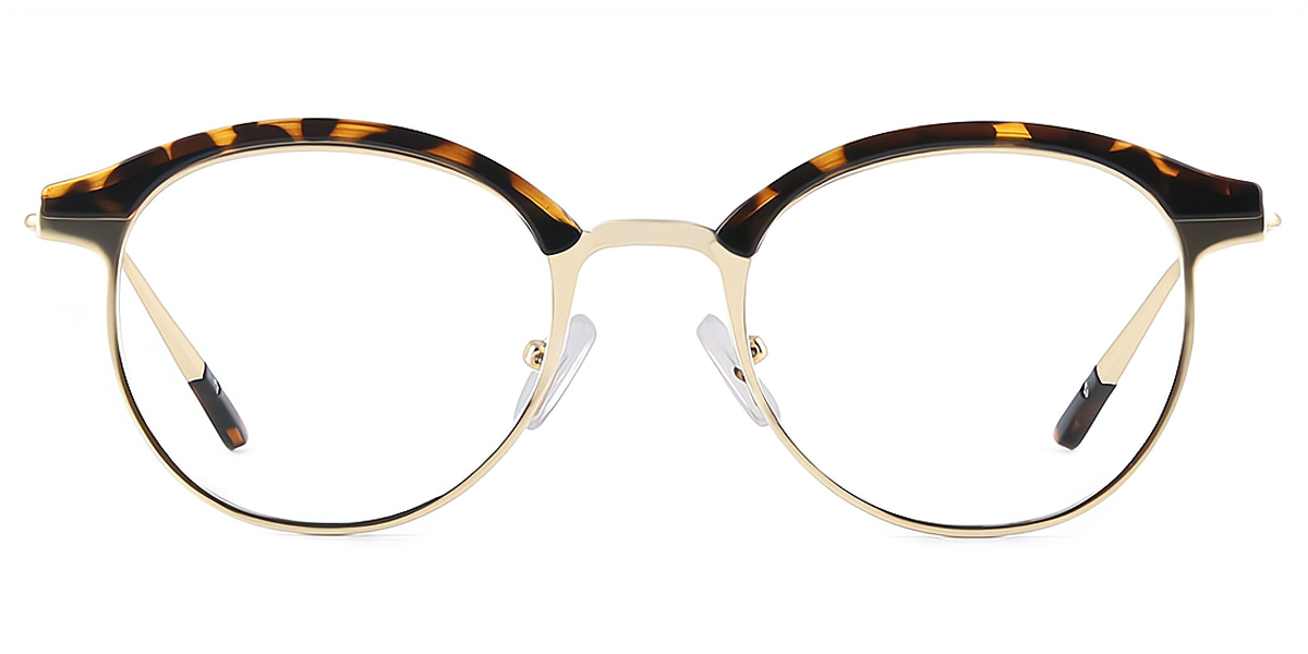 Tortoise Oval Retro Metal Eyeglasses