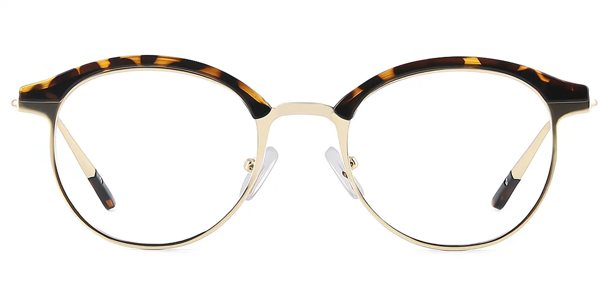 Tortoise Oval Retro Metal Eyeglasses