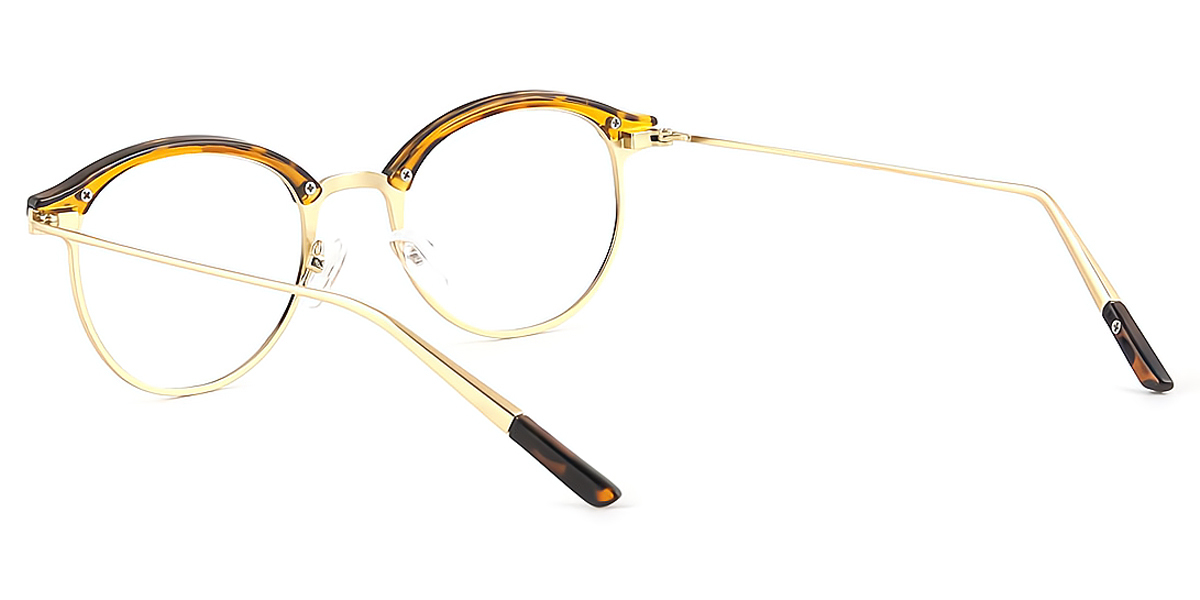 Tortoise Oval Retro Metal Eyeglasses