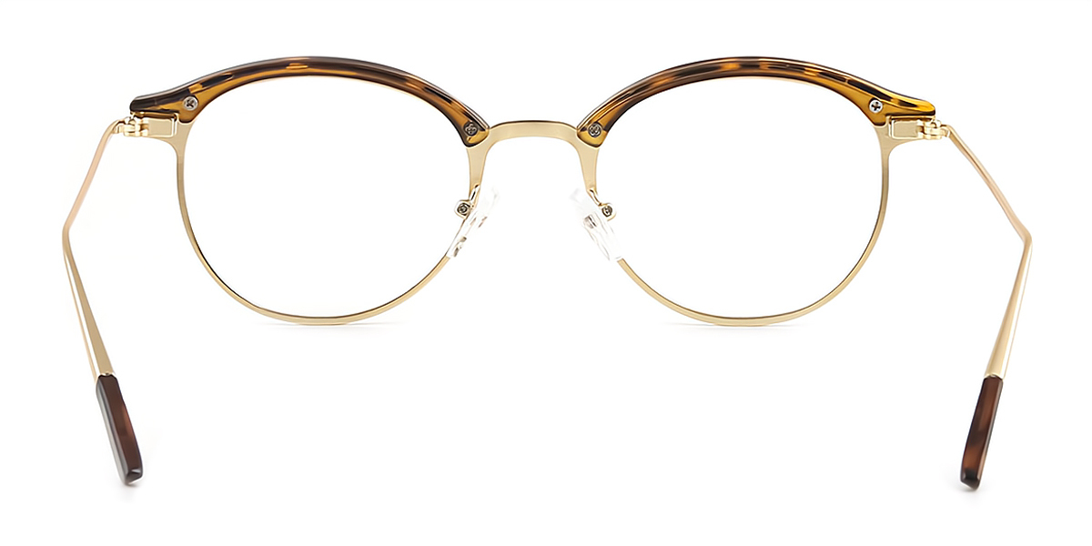 Tortoise Oval Retro Metal Eyeglasses