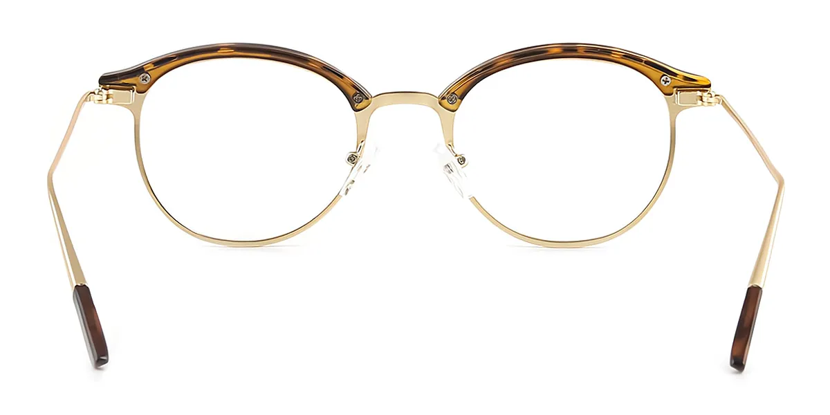Tortoise Oval Retro Metal Eyeglasses