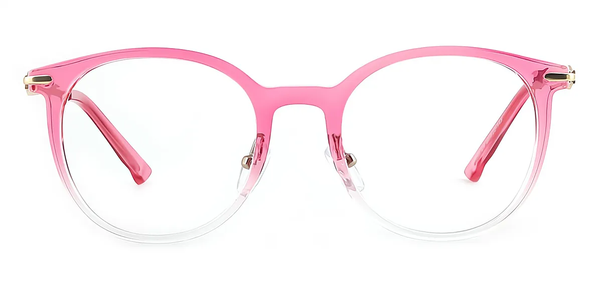Pink-Clear Oval Simple TR90 Eyeglasses