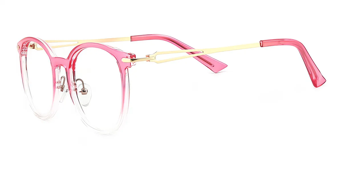 Pink-Clear Oval Simple TR90 Eyeglasses