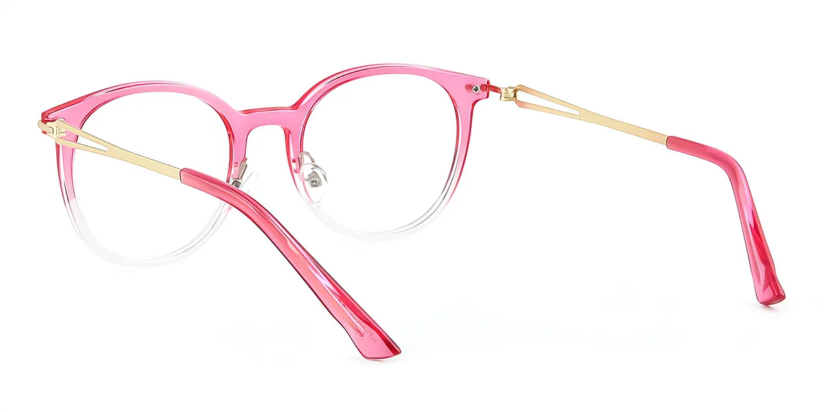 Pink-Clear Oval Simple TR90 Eyeglasses