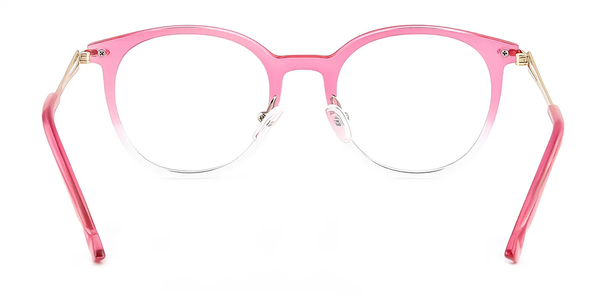 Pink-Clear Oval Simple TR90 Eyeglasses
