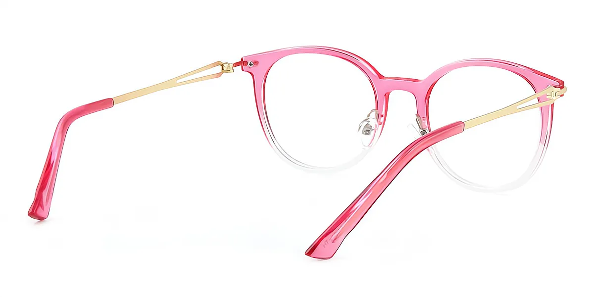 Pink-Clear Oval Simple TR90 Eyeglasses