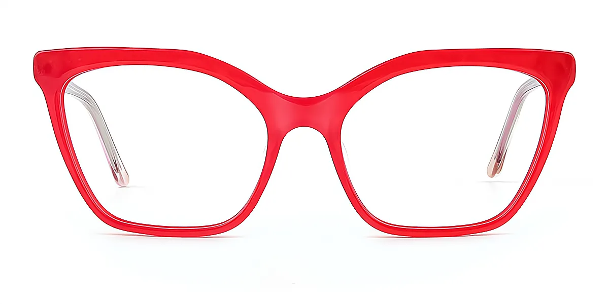 Red Cat Eye Unique Acetate Eyeglasses