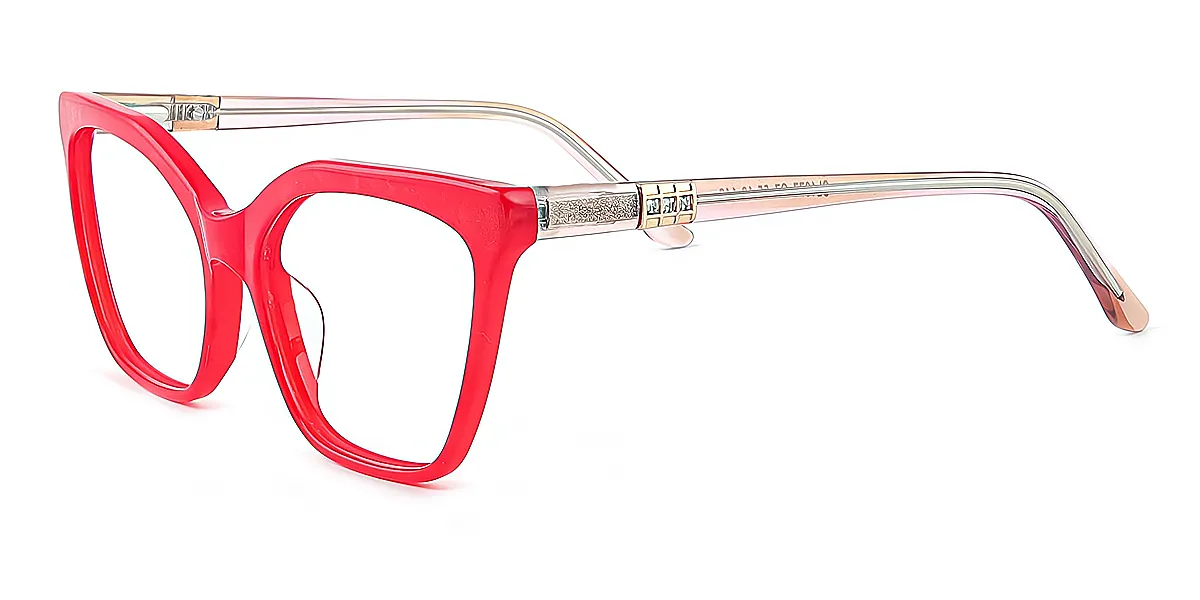 Red Cat Eye Unique Acetate Eyeglasses