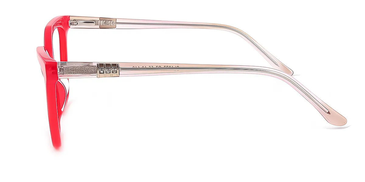 Red Cat Eye Unique Acetate Eyeglasses