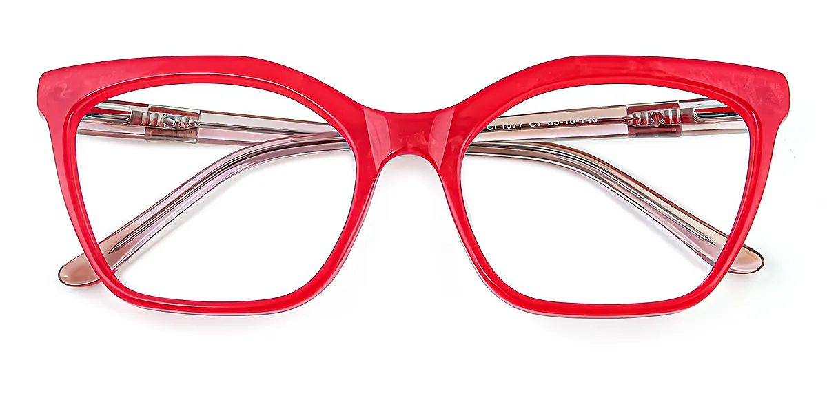 Red Cat Eye Unique Acetate Eyeglasses