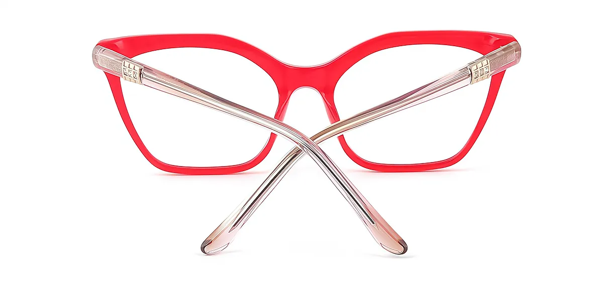 Red Cat Eye Unique Acetate Eyeglasses
