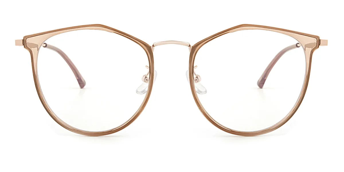 Brown Geometric Exquisite Metal Eyeglasses