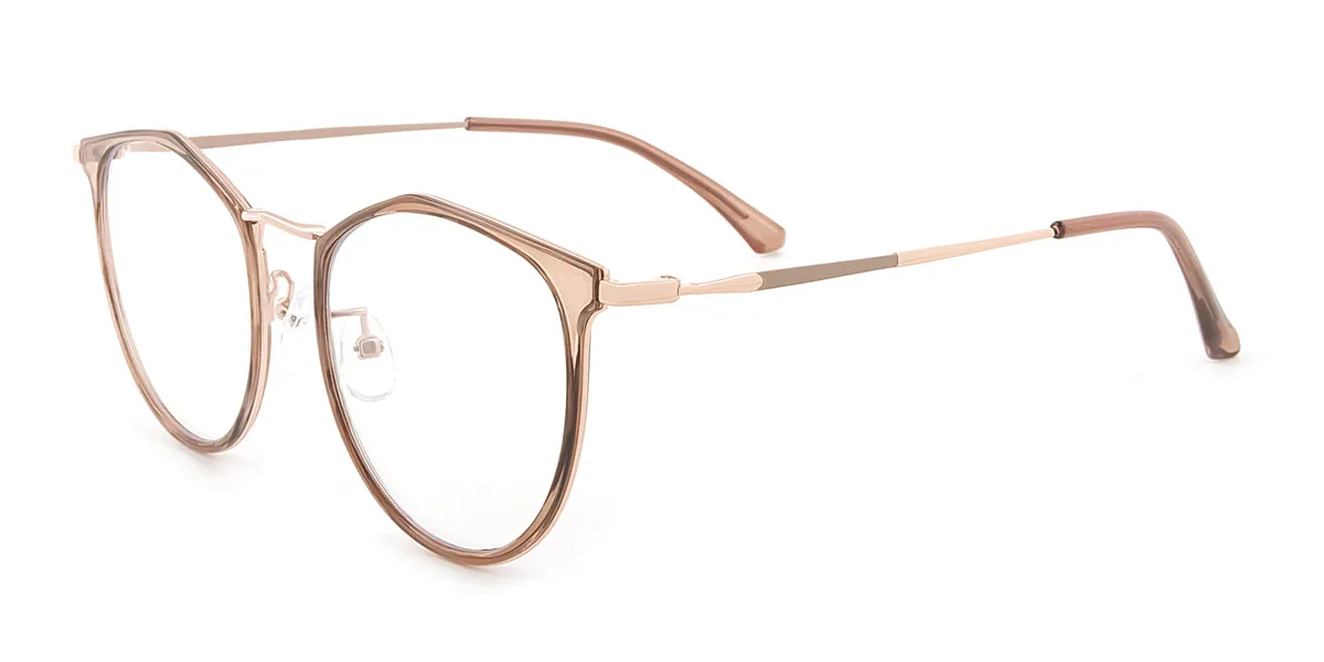 Brown Geometric Exquisite Metal Eyeglasses
