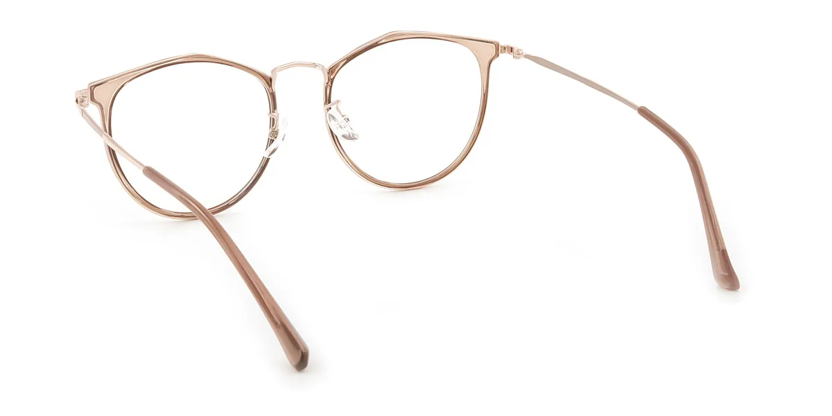 Brown Geometric Exquisite Metal Eyeglasses