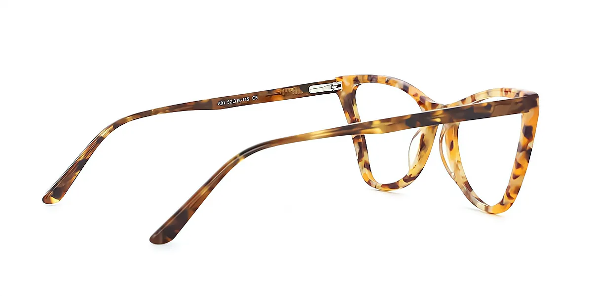Yellow Tortoise Cat Eye Modish Acetate Eyeglasses