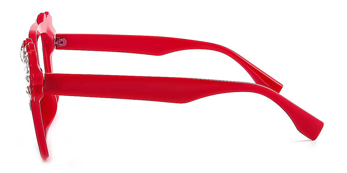 Red Cat Eye Unique Plastic Eyeglasses